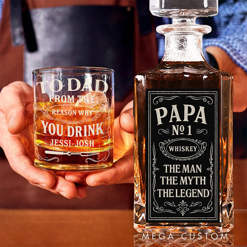 Personalized Father Whiskey Decanter Set Gift For Alcohol Lover Father's Day Gift 