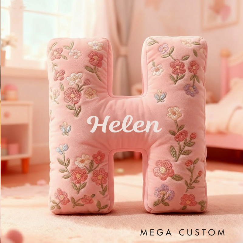 Personalized Letter Pillow Graphic 3D Print Cute Flower Custom Name Pillow Gift for Kids 