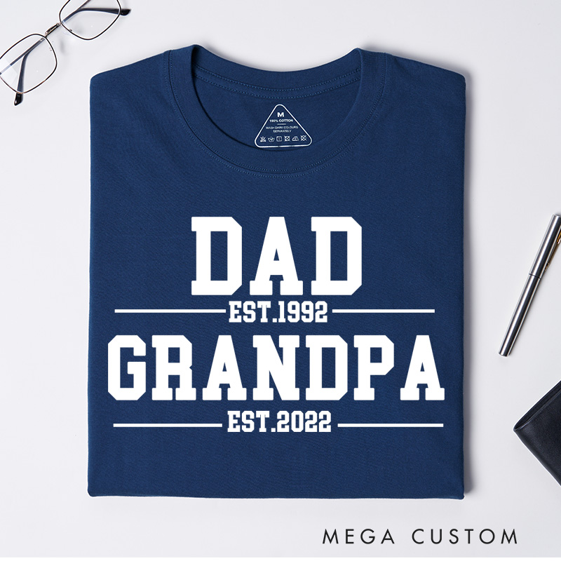Personalized Dad Est. Grandpa Est. T-shirt Grandpa T Shirt Custom Father's Day Gift for Dad and Grandfather Birthday Gift for Men