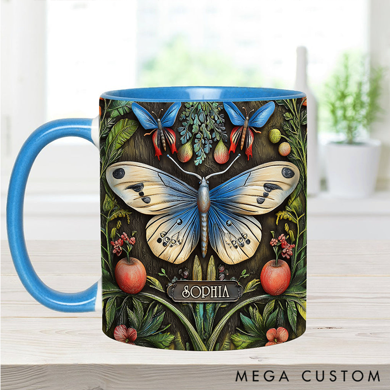 Personalized Beautiful Garden Mug Adorned with 3D Tool Embellishments Custom Name Engraved Mug for Avid Garden Lovers