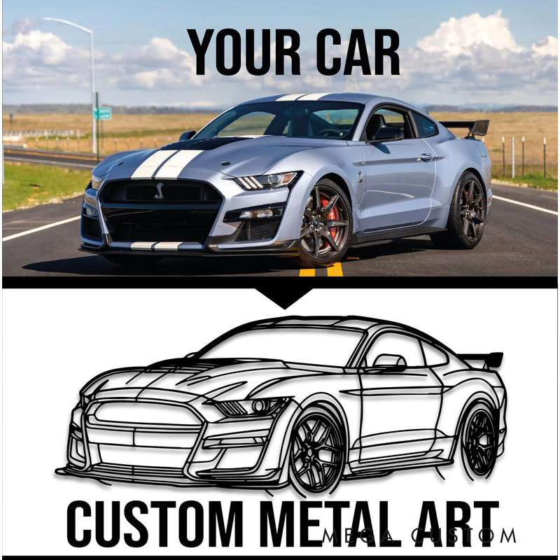 Personalized Car Gifts Custom Car Metal Wall Art Angle View Garage Sign Custom Vehicle Outline Decor for Car Lovers