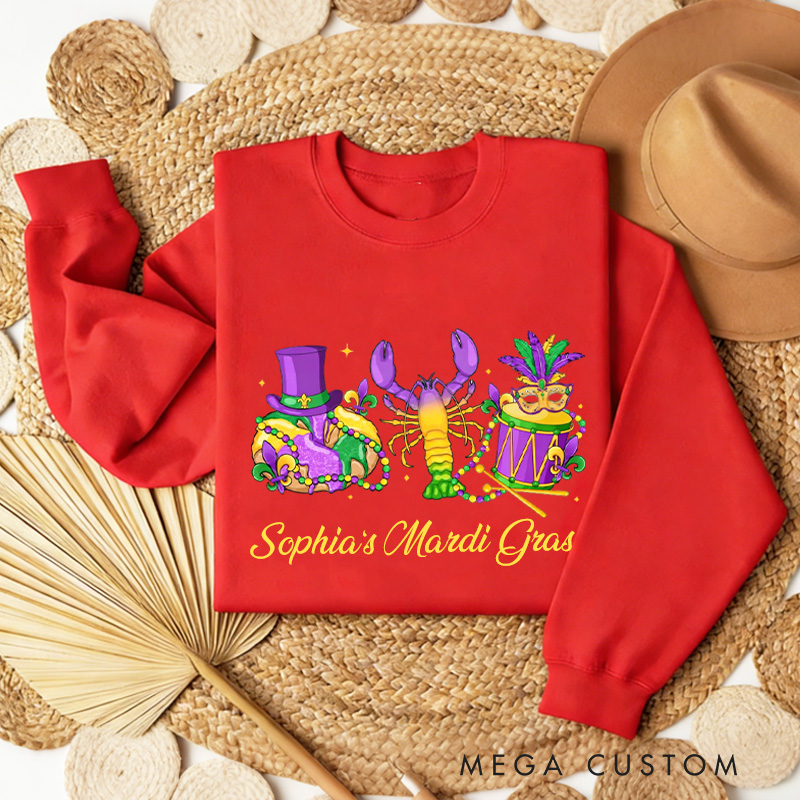 Personalized Mardi Gras King Cake Sweatshirt with Name Donut Coquette Sweatshirt Fat Tuesday Shirt Gift for Baking Lover Her Cake Lover