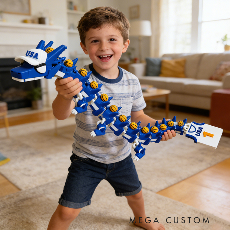 Personalized 3D Printed Basketball Dragon Toy with Custom Jersey for Basketball Loving Kids
