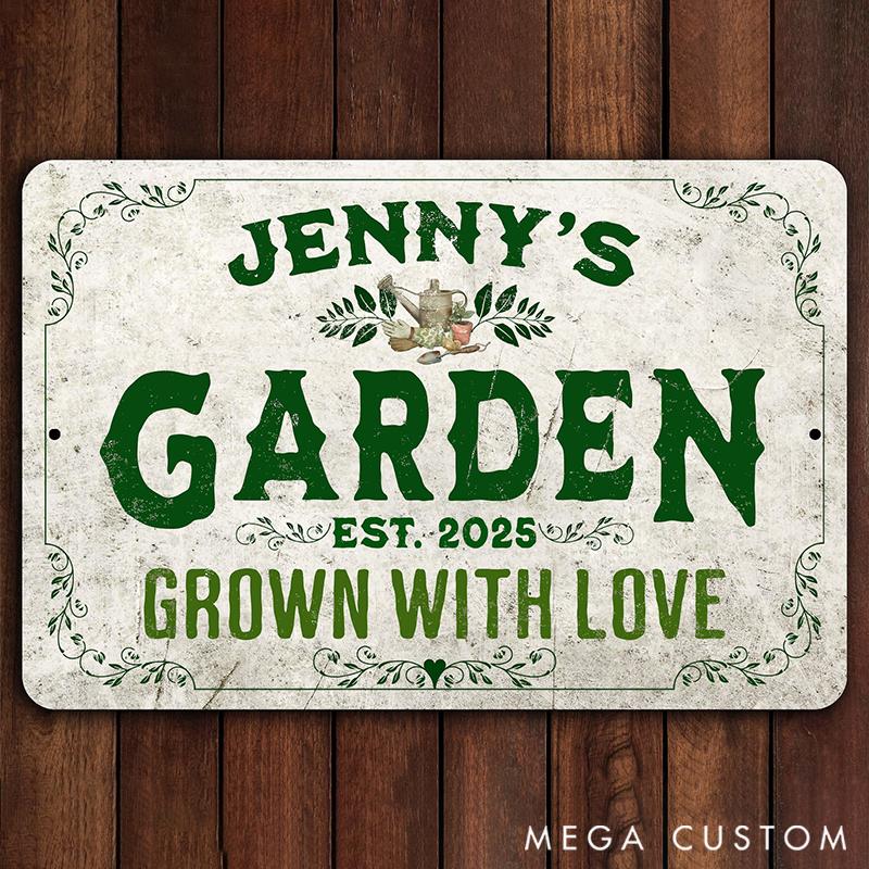 Personalized Metal Garden Sign Rustic Pollinator Custom Outdoor Decor Gifts for Mom Garden Lover Gift 