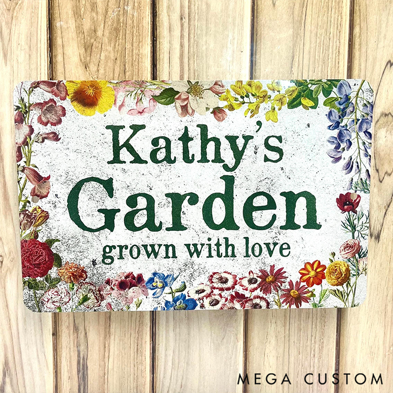 Personalized Flower Bed with Weathered Plaster Design Decor Custom Outdoor Decor Gifts for Mom Garden Lover Gift