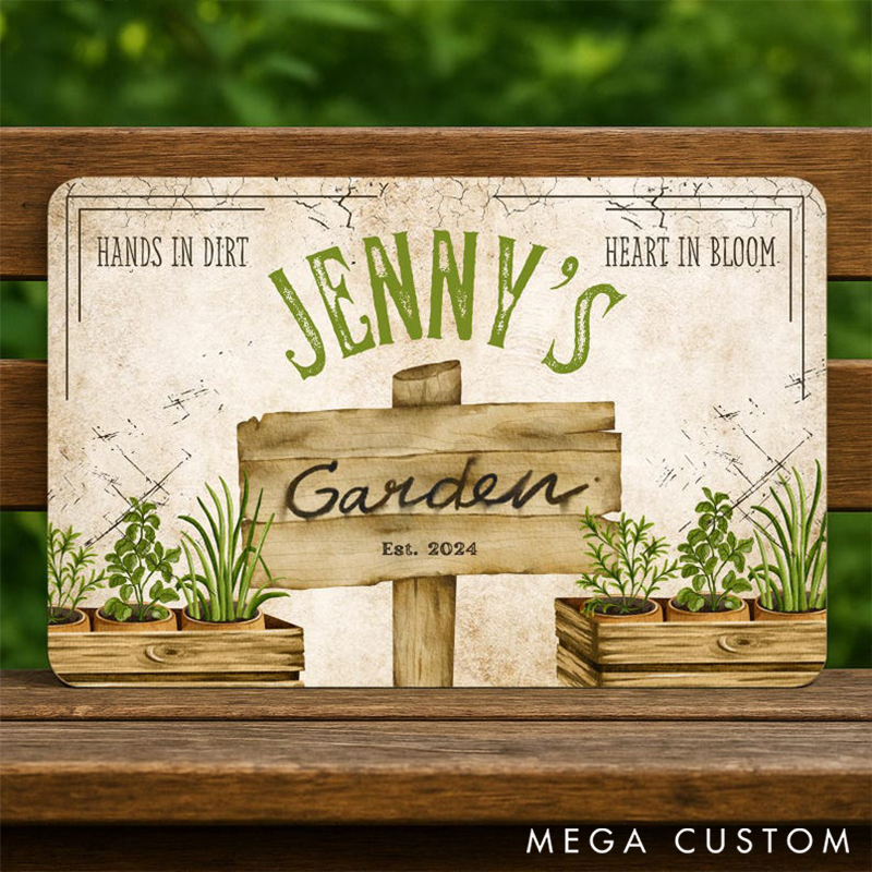 Personalized Herbs Garden Sign Decor Custom Outdoor Decor Gift for Mom for Her Garden Lover Gift