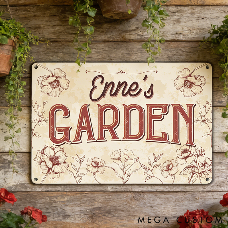 Personalized Custom Floral Metal Wall Plaque for Outdoor Yard Decor Custom Outdoor Decor Gift for Mom for Her Garden Lover Gift 