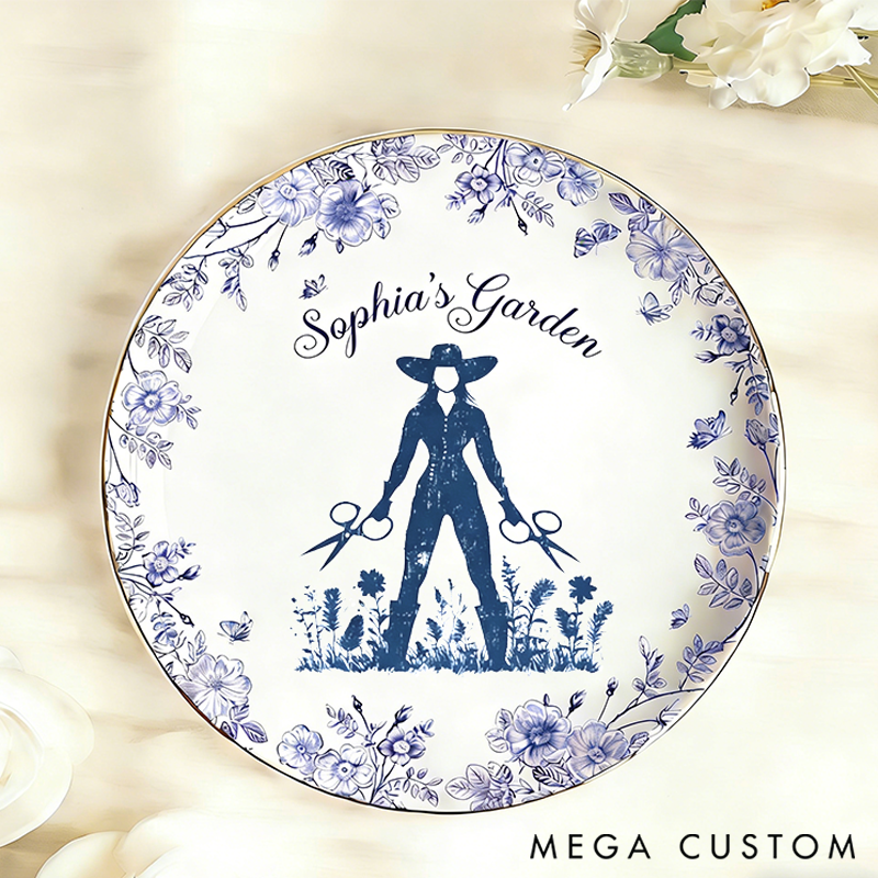 Personalized Crazy Plant Lady Rectangle Chinoiserie Toile De Jouy Style Round Ring Dishes
