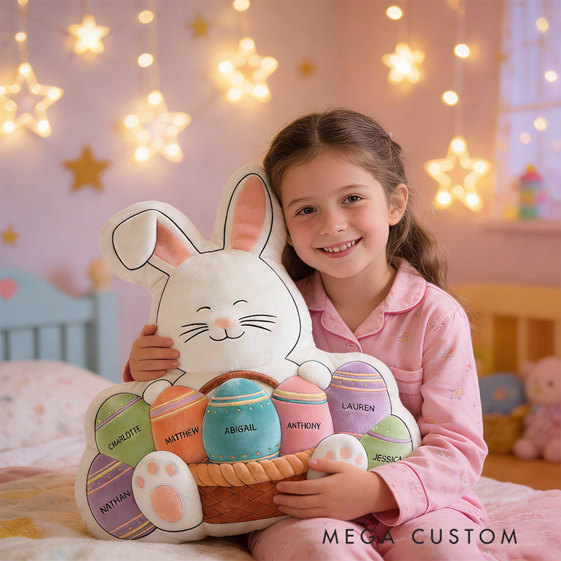 Personalized Easter Family Pillow Custom Name Pillow for Girls Kids Family Gift