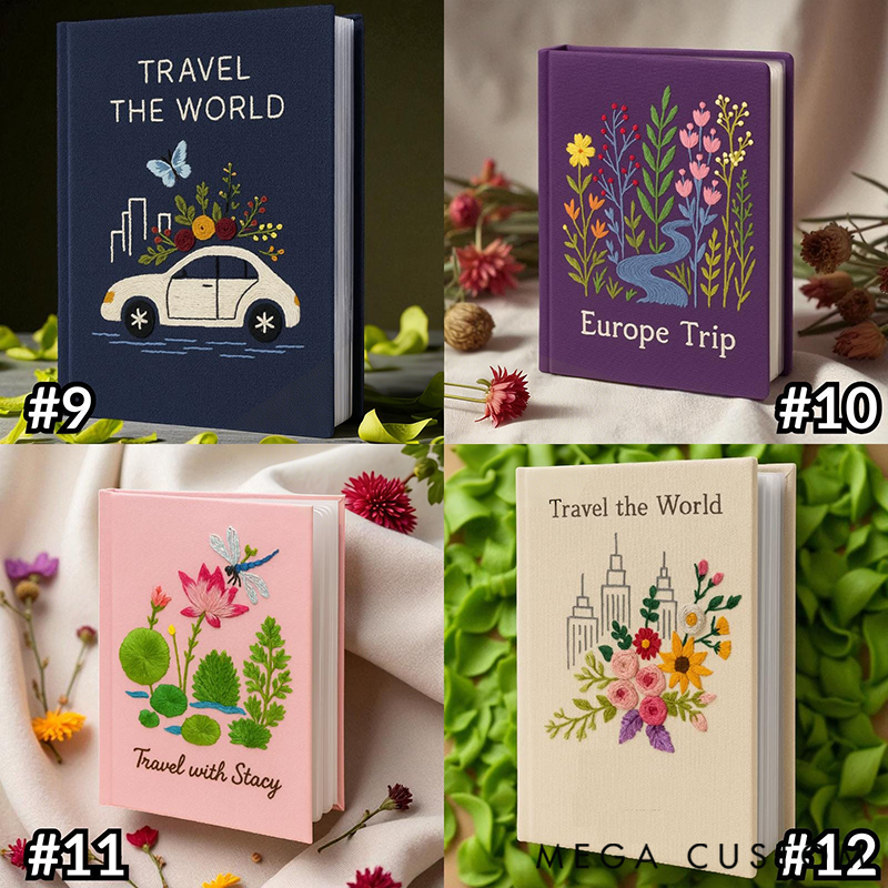 Personalized Travel Embroidered Photo Album Handmade Travel Memory Book Adventure Keepsake Album Vacation Photo Book Wanderlust Travel Unique Gift for Traveling Lover