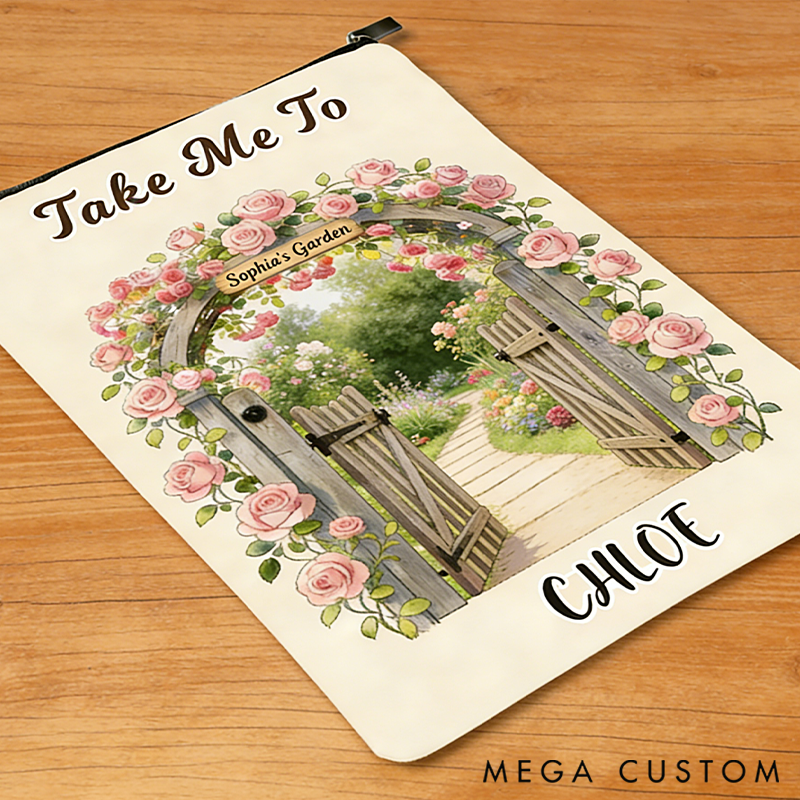 Personalized Take Me to Garden Book Sleeve Cover with Name Zipper and Front Pocket Birthday Christmas Gift for Gardening Lovers