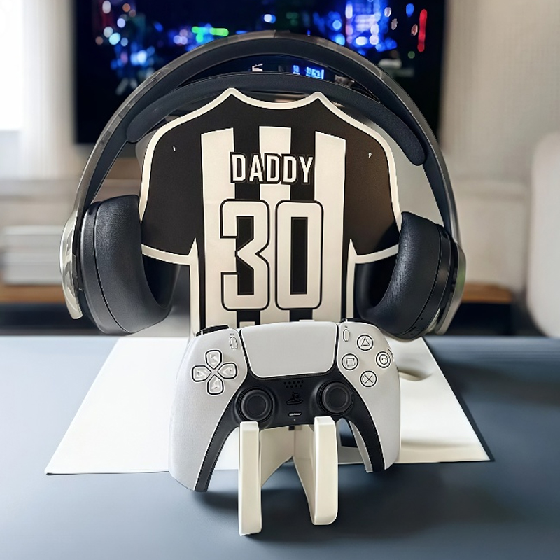 Personalized Jersey Shape Controller Headset Stand with Number and Name Gaming Accessories Desk Decor for Ball Game Lovers 