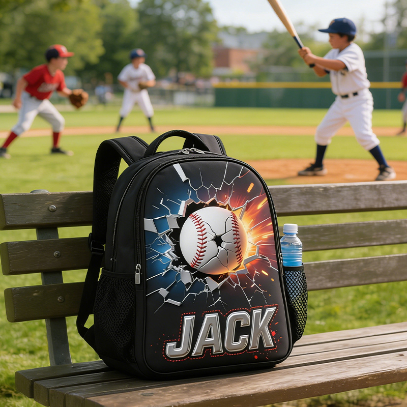 Personalized Baseball Explosion Backpack with Custom Name for Sports Fans  