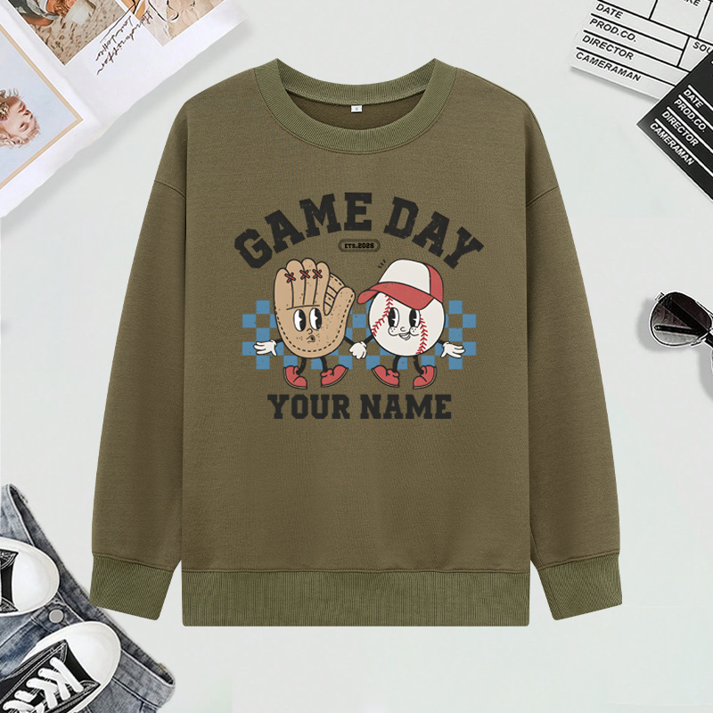Personalized Game Day Sweatshirt with Custom Name and Baseball Design