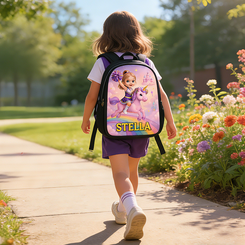 Personalized Cheerleading Unicorn Backpack with Custom Name Fun and Magical Gift for Girls