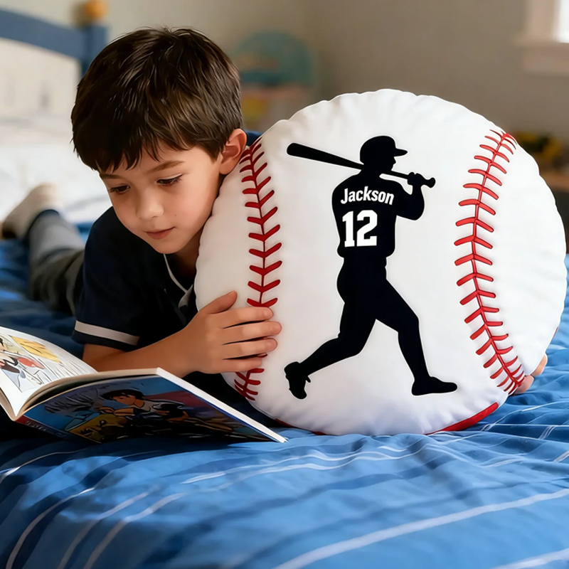 Personalized Baseball Pillow with Custom Name and Player Graphic Gift for kids or Teammates