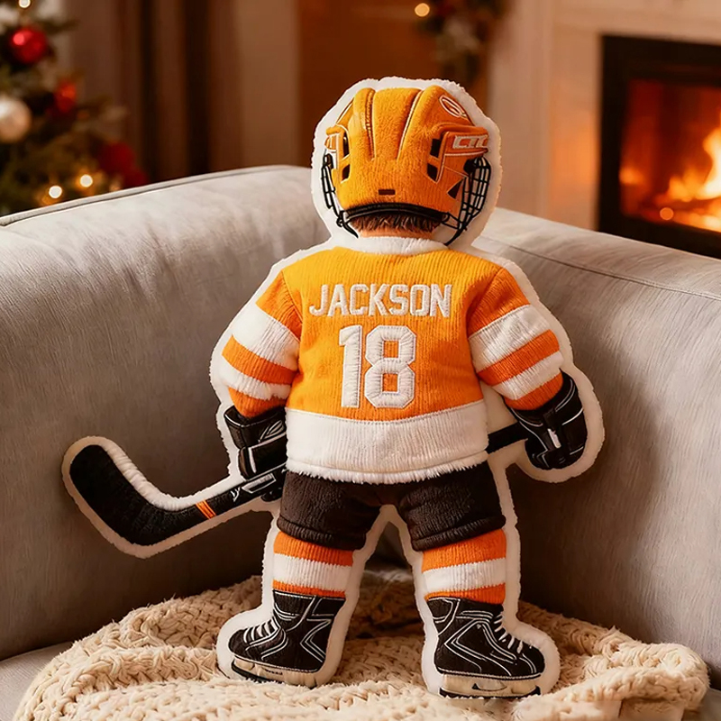 Personalized Graphic3DPrint Ice Hockey Player Pillow with Custom Name and Number Graphic 3D Print