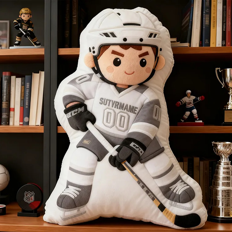 Personalized Ice Hockey Player Pillow with Custom Name and Number Perfect Gift for Hockey Enthusiasts