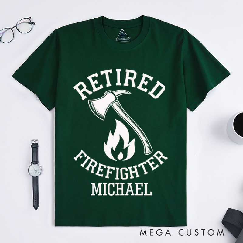 Personalized Firefighter T-Shirts Retired Firefighter Emblem Design Fashion Design T-Shirts