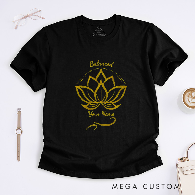 Personalized Lotus T-Shirt for Women Gift for Her Yoga Lover Gift Yoga Group T-Shirt Yoga Instructor Gift
