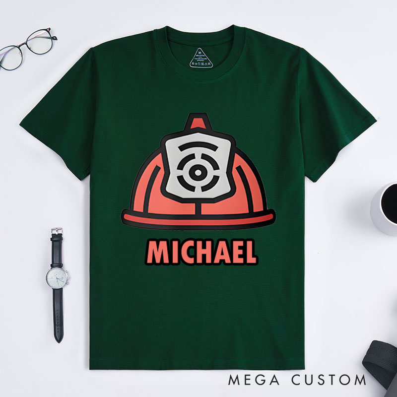 Personalized Firefighter T-Shirts Minimalist Firefighter Helmet Fashion Design T-Shirts