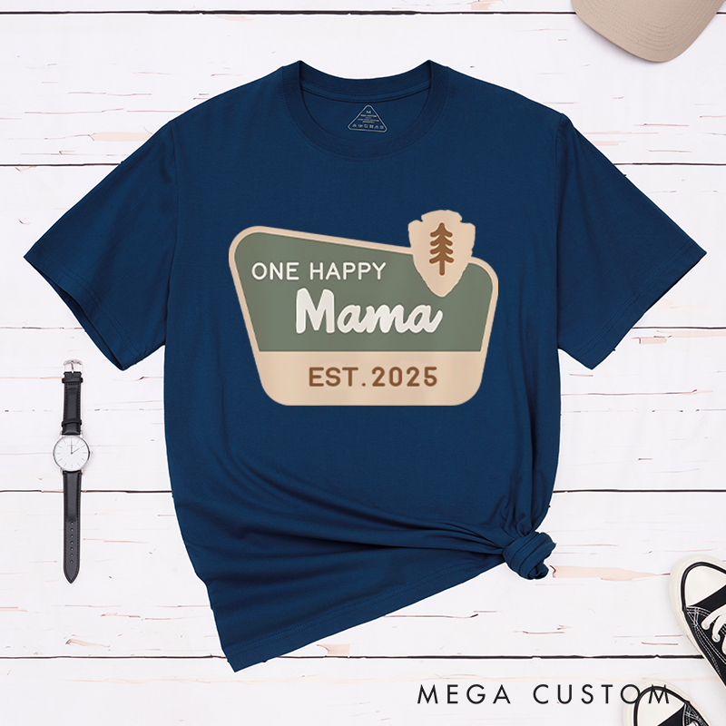 Personalized One Happy Camper Shirt Camp Mommy T-Shirt for Camping Hiking Lovers