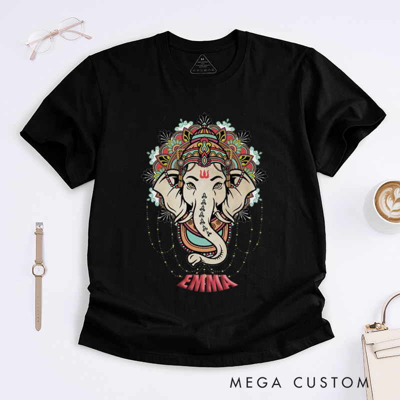 Personalized Iconic Ganesha T-Shirt Spiritual Yoga Meditation T-Shirt Religious T-Shirt Ganesh Lover T-Shirt Yoga Gift