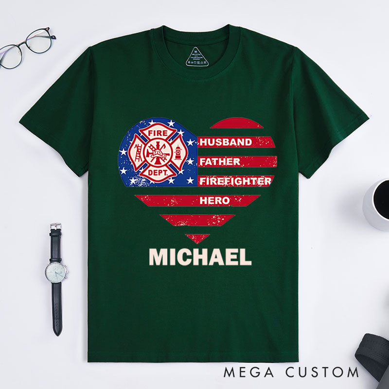 Personalized Firefighter T-Shirts Firefighter Heart Hero Fashion Design T-Shirts