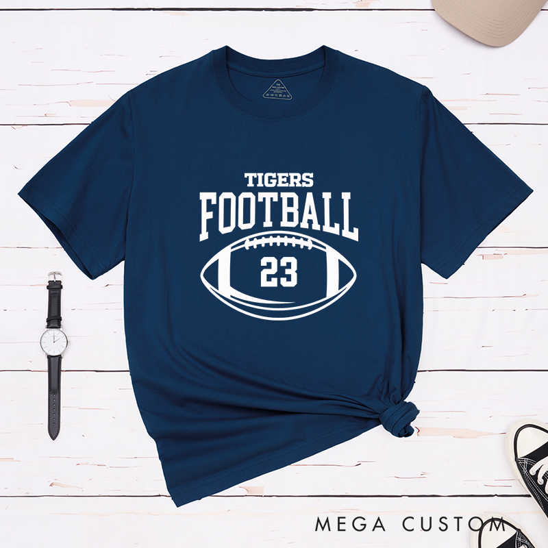 Personalized American Football and Rugby T-Shirt with Custom Team Name and Number