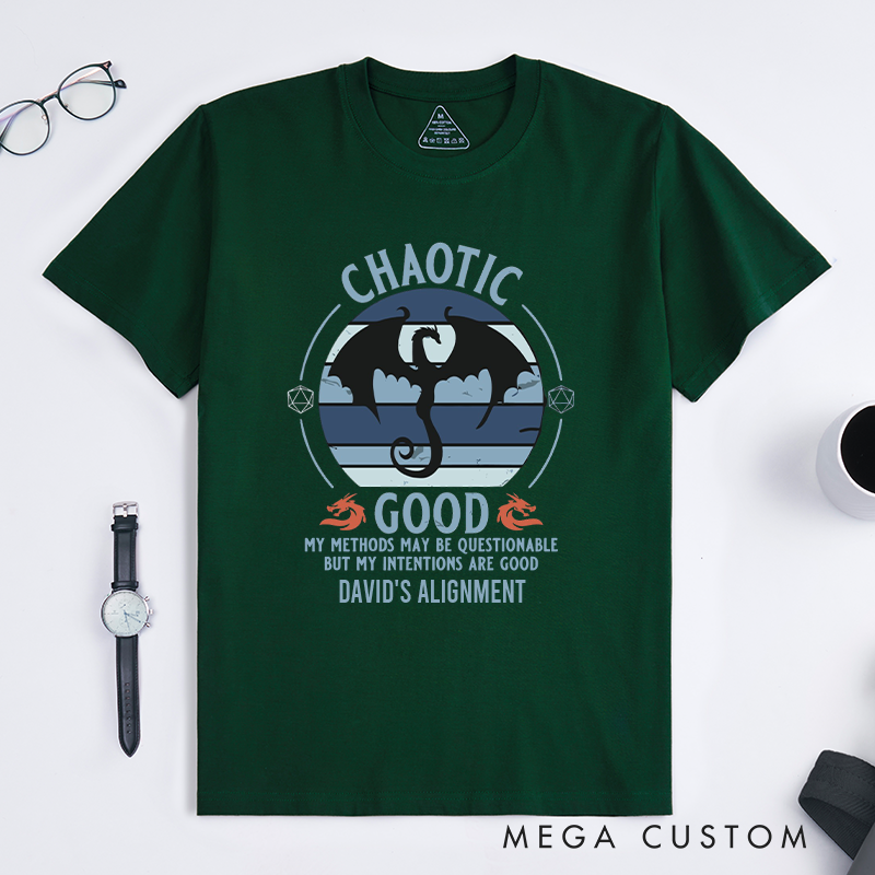 Personalized Chaotic Good DnD Geek Gamer T-Shirt Funny D&D Gift for Players Gift for Gamers Lover