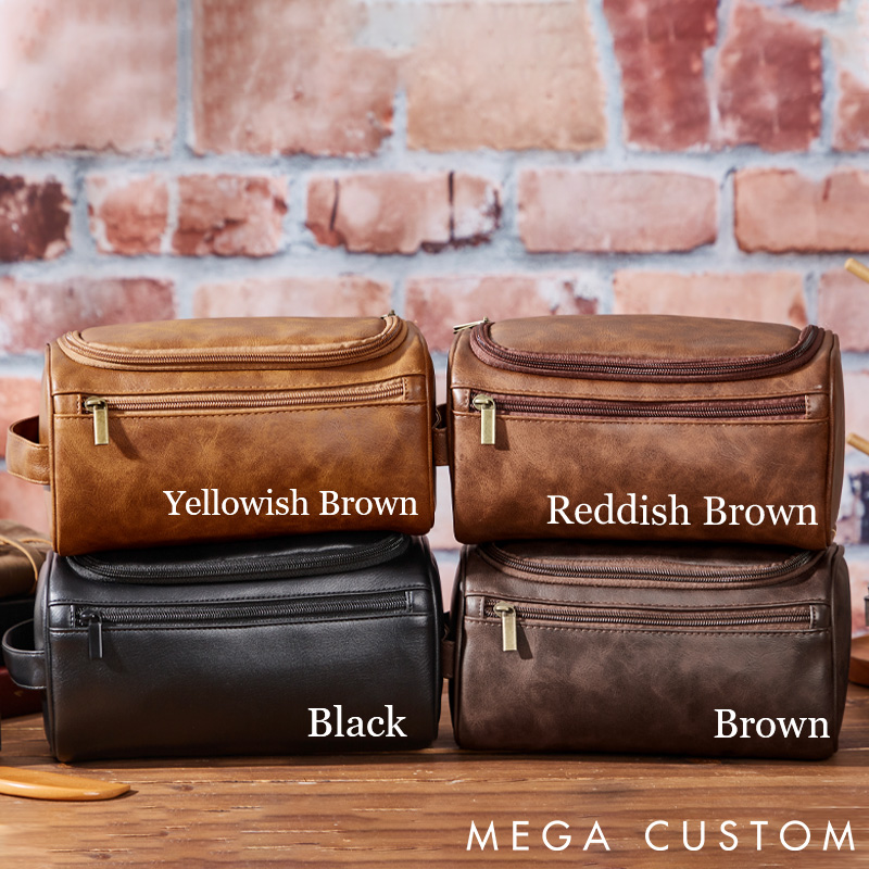 Personalized Leather Barbell Toiletry Bag with Engraved Dopp Kit for Fitness Enthusiasts Bodybuilders and Gym Lovers