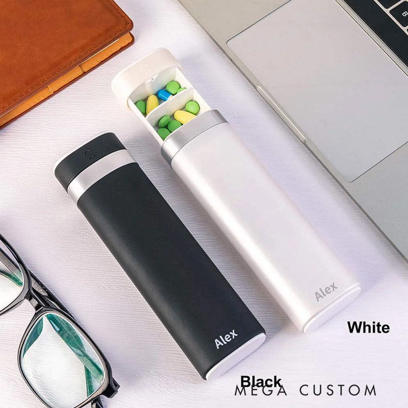 Personalized Name Weekly Pill Organizer 7-Day Food Grade Pill Box Large Compartment Travel Outdoor Essential Gift for Family