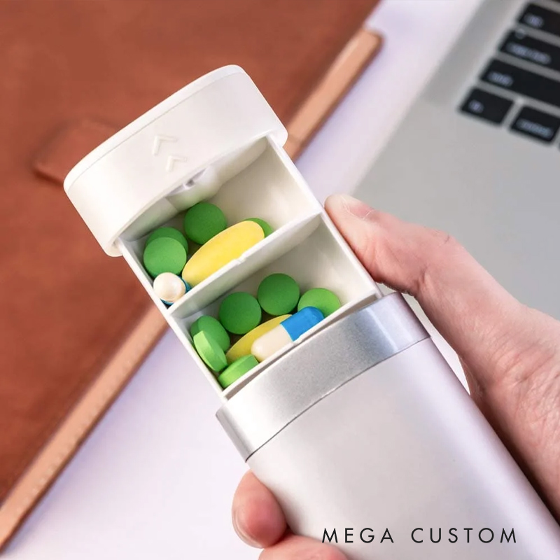 Personalized Name Weekly Pill Organizer 7-Day Food Grade Pill Box Large Compartment Travel Outdoor Essential Gift for Family