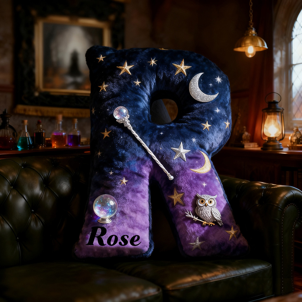 Personalized Mystery Witch Pillow Decorated with Pentagrams Crystal Balls  Magic Wands Owls and Starry Sky Patterns Graphic 3D Print Pillow