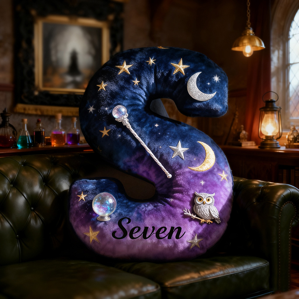 Personalized Mystery Witch Pillow Decorated with Pentagrams Crystal Balls  Magic Wands Owls and Starry Sky Patterns Graphic 3D Print Pillow