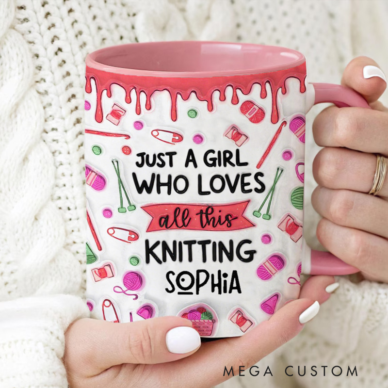 Personalized Funny Knitting Crochet Mug Just A Girl Who Loves Knitting