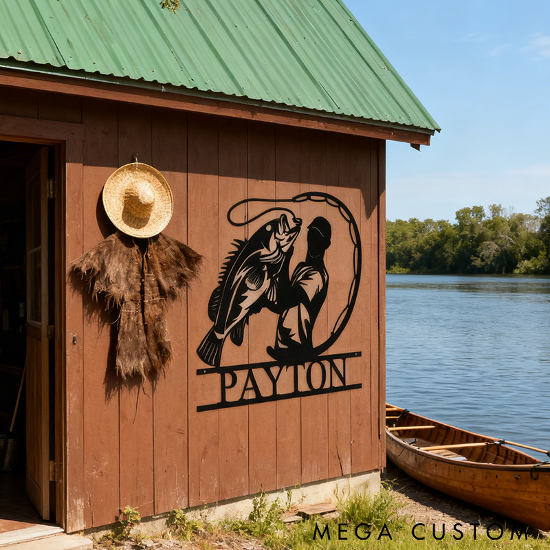 Personalized Fishing Metal Wall Art Bass Fishing Metal Wall Art Custom Name Durable Outdoor or Indoor Decor for Fishing Enthusiasts and Unique Gift Idea