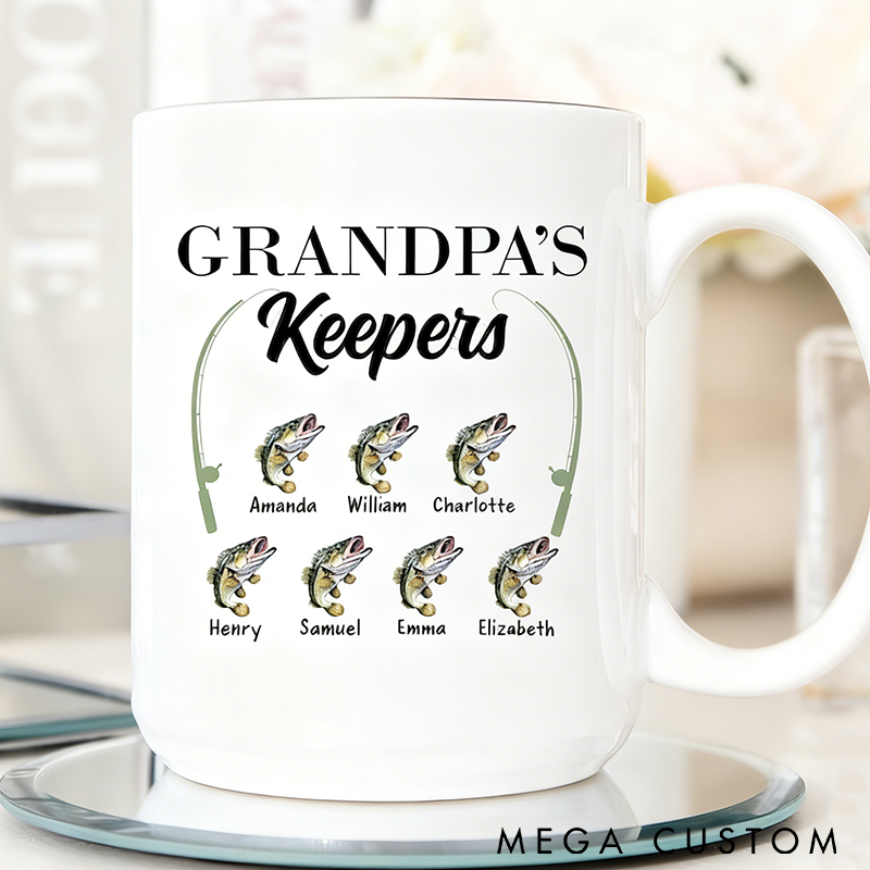 Personalized Fishing Mug Funny Fishing Mug Custom Names with Fish Design Perfect Gift for Fishing Enthusiast Grandpas Dads