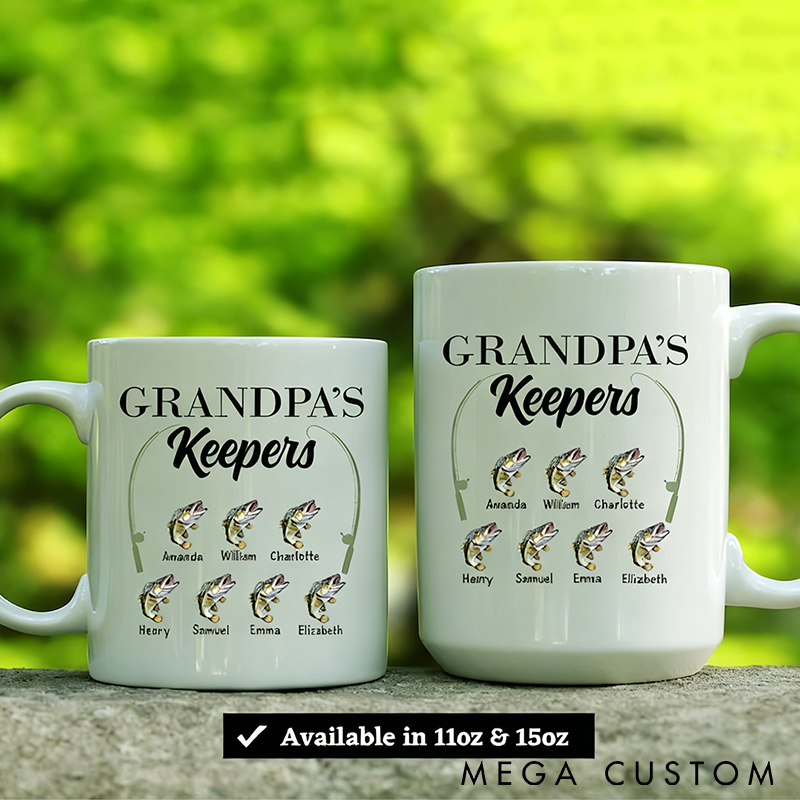 Personalized Fishing Mug Funny Fishing Mug Custom Names with Fish Design Perfect Gift for Fishing Enthusiast Grandpas Dads