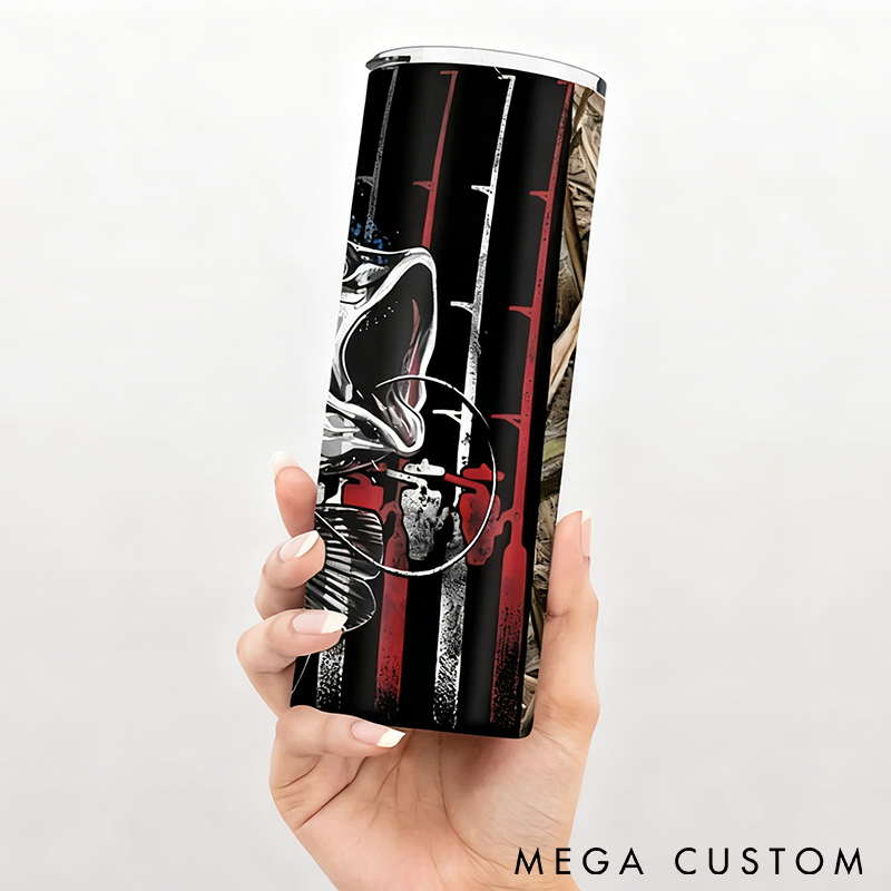 Personalized Fishing Tumbler Camo Bass Fishing Tumbler with Bass Fish and American Flag Design Custom Name Insulated Stainless Steel for Fishing Enthusiasts