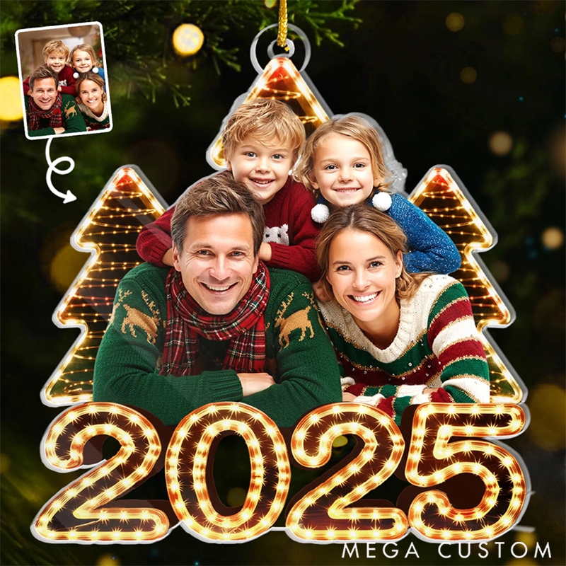Personalized Christmas Ornament Custom Photo Gifts for Mom Dad Kids Our Story Framed in Joy