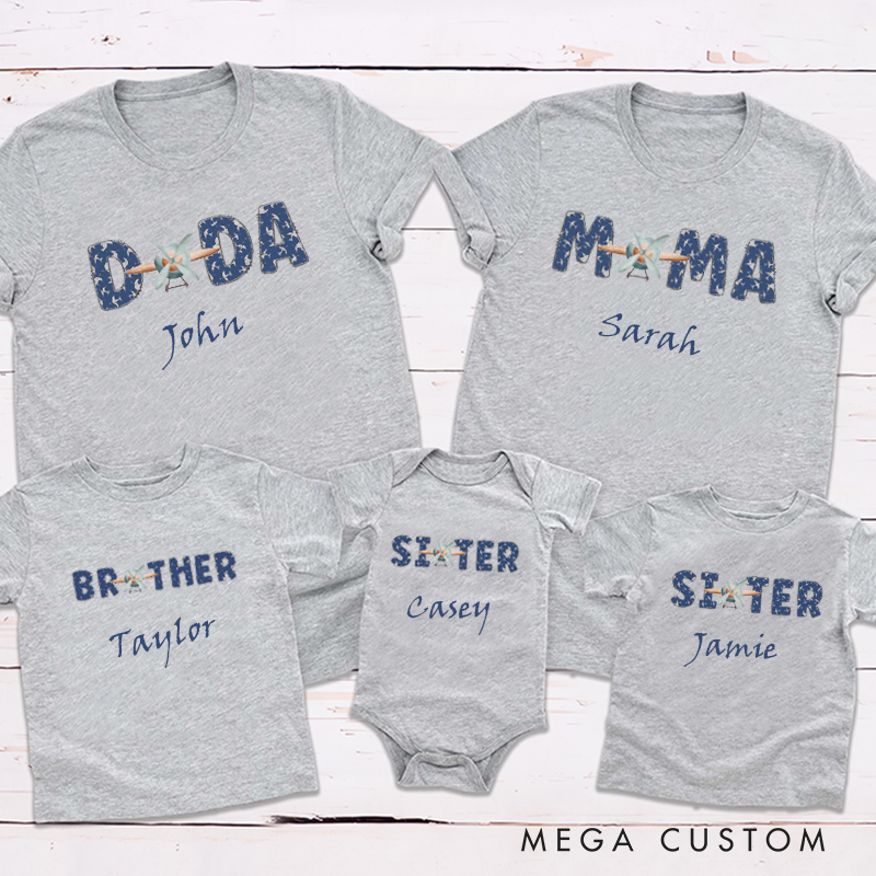 Personalized Flight Crew Airplane on Tee Family Matching Outfit