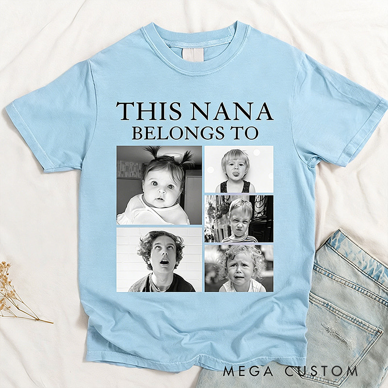 Personalized Photo Comfort Tee This Grandpa Grandma Mom Dad Belongs To Short Sleeves Custom Retro Vintage Photo Tees