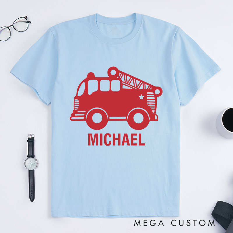 Personalized Firefighter T-Shirts Red Fire Truck Fashion DesignT-Shirts