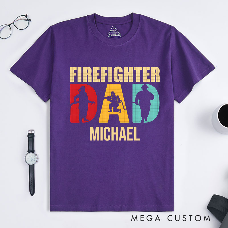 Personalized Firefighter T-Shirts Firefighter Dad Fashion DesignT-Shirts