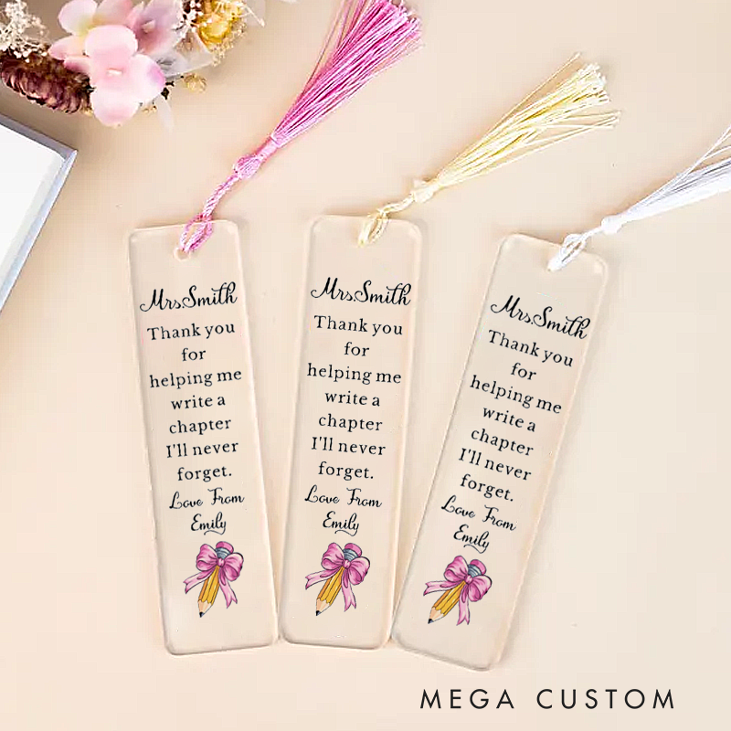Personalized Teacher Acrylic Bookmark Thank You Teacher Appreciation Bookmark Gift Leaving School Gift
