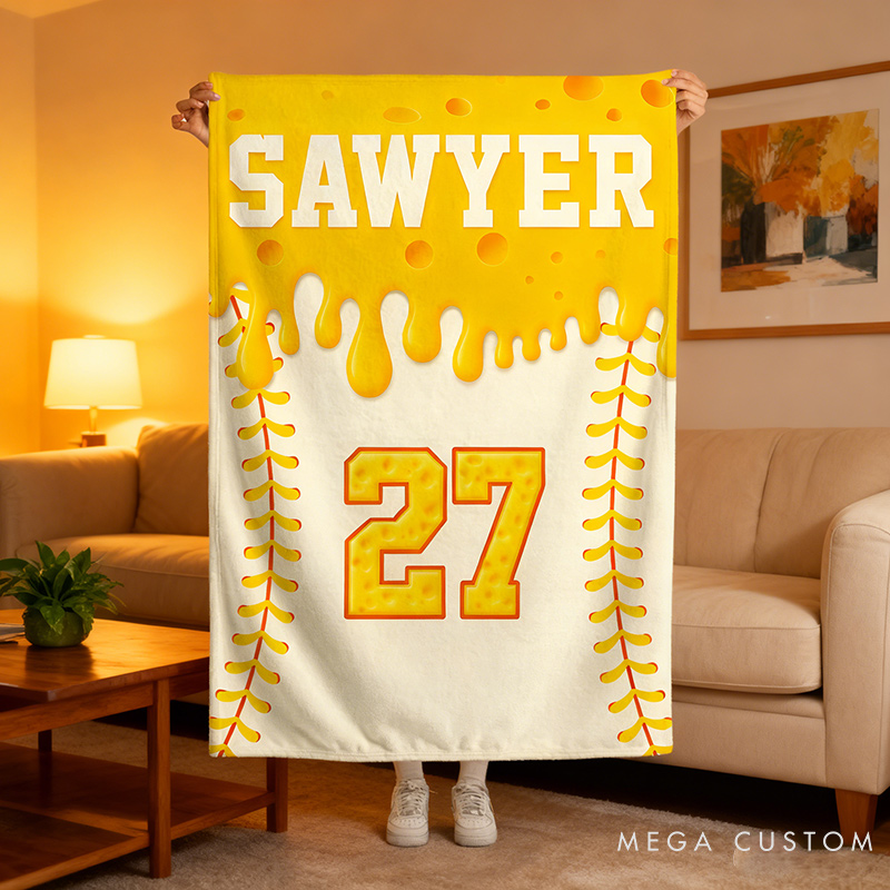 Personalized Baseball Athletic Blanket Custom Name Gift Players Fans Camping Home
