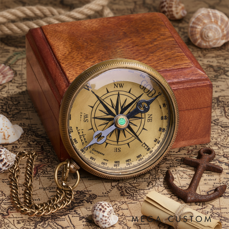 Personalized Brass Compass with Engraved Quote Memory Present to My Grandson for Birthday Baptism Graduation Confirmation Love Gift from Grandpa and Grandma