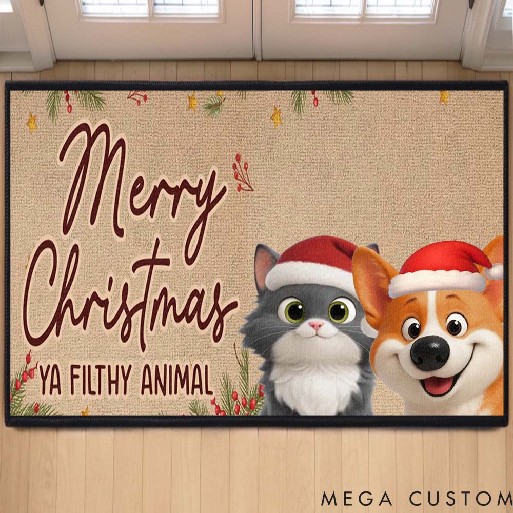 Personalized Pet LoverWhere Tails Never Stop Wagging Christmas Doormat