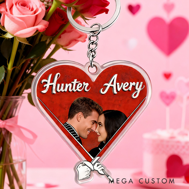 Personalized Love Gaze Keychain Custom Photo Engraved Keychain Cherished Gift for Lovers